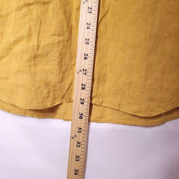 Billy Reid Linen Shirt Mens Medium Yellow Mustard Standard Fit Italy - Picture 6 of 12